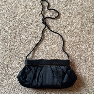 Black satin purse with rhinestones